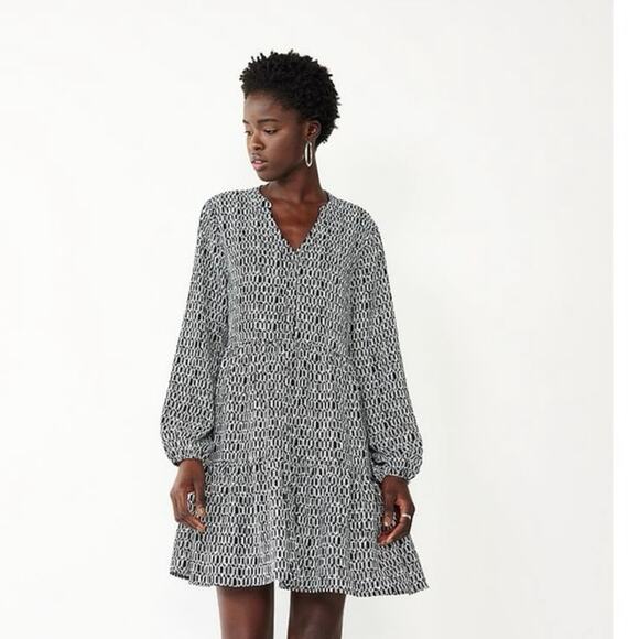 Nine West Dresses & Skirts - Nine West Black and White Geometric Tiered Mini Dress Size Medium